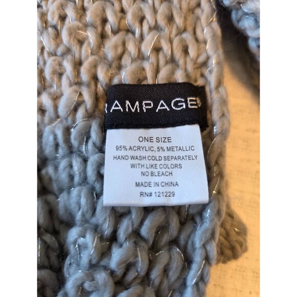 Knitted Gray Skinny Scarf & Beanie Hat Set With Pom-Poms By Rampage - Picture 2 of 4